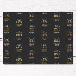 Papel De Seda 50º aniversário 1974 Chic Elegante Dourado Negro