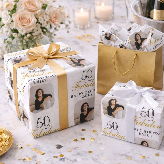 Papel De Seda 50 and Fabulous Photo 50th Birthday (Criador carregado)