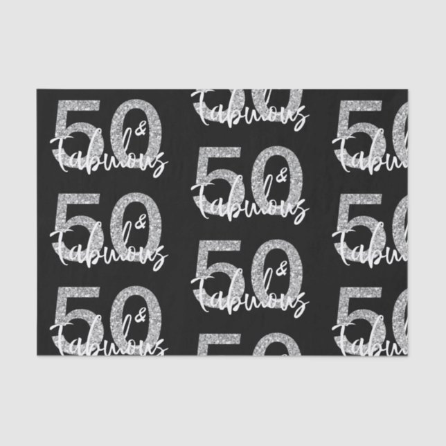 Papel De Seda 50 Cinquenta e Fabulosa Prata Glitter Moderna (Frente )