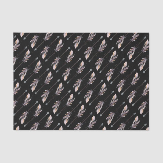 Papel De Seda 50 e fabuloso Penas de Boho Rosa de Aniversário Ne (Frente )