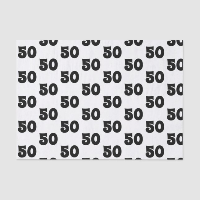 Papel De Seda 50th Teste padrão preto e branco do aniversário (Frente )