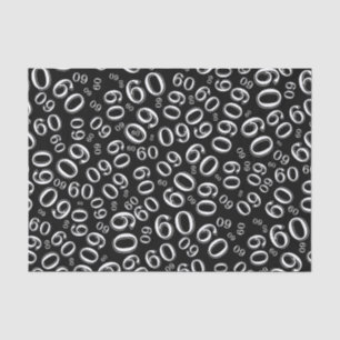 Papel De Seda 60th Preto legal/branco do teste padrão do númer