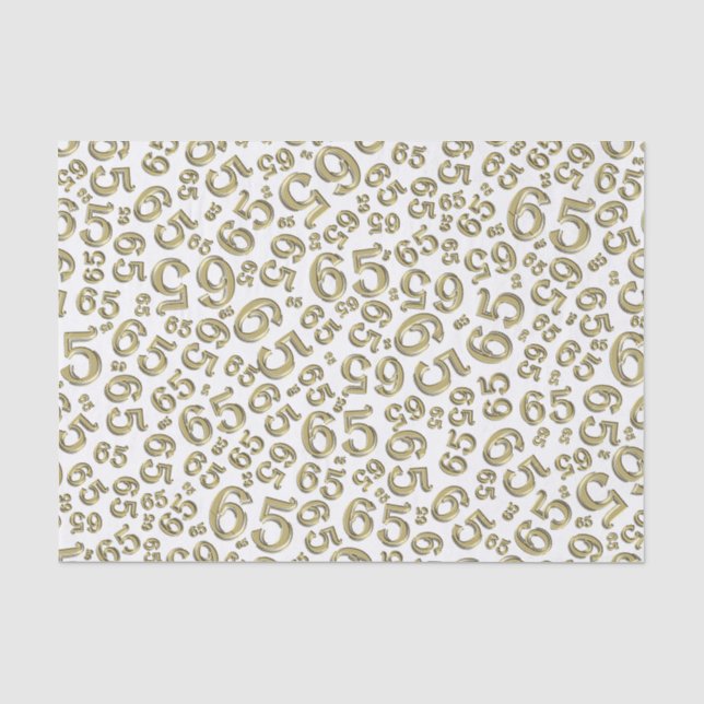 Papel De Seda 65º Aniversário - Padrão de Número Aleatório Doura (Frente )