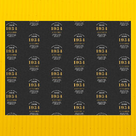 Papel De Seda 70 Birthday 1954 Chic Elegante Preto Dourado