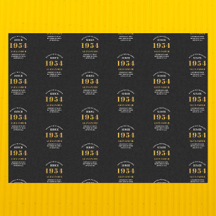 Papel De Seda 70 Birthday 1954 Chic Elegante Preto Dourado