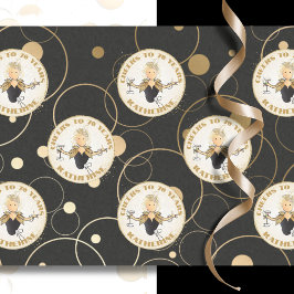 Papel De Seda 70 Birthday Engraçado Moderno Fab Negro Dourado An