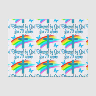 PAPEL DE SEDA 70 CHRISTIAN BIRTHDAY CROSS E RAINBOWS