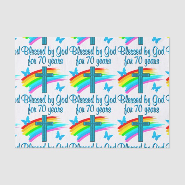 PAPEL DE SEDA 70 CHRISTIAN BIRTHDAY CROSS E RAINBOWS (Frente )
