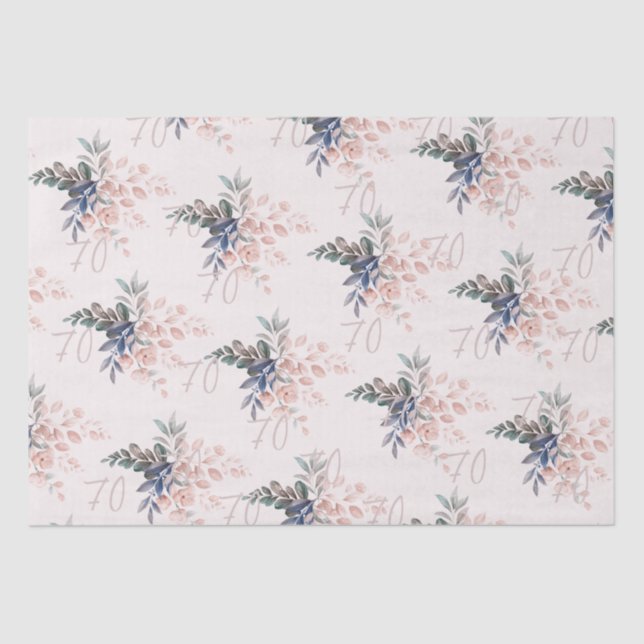 Papel De Seda 70 Floral cor-de-rosa Elegante Personalizado (Frente )