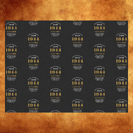 Papel De Seda 80 Birthday 1944 Chic Elegante Preto Dourado
