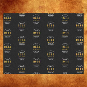 Papel De Seda 80 Birthday 1944 Chic Elegante Preto Dourado