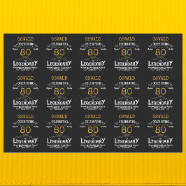 Papel De Seda 80 Birthday Black Dourado Legendário Retro