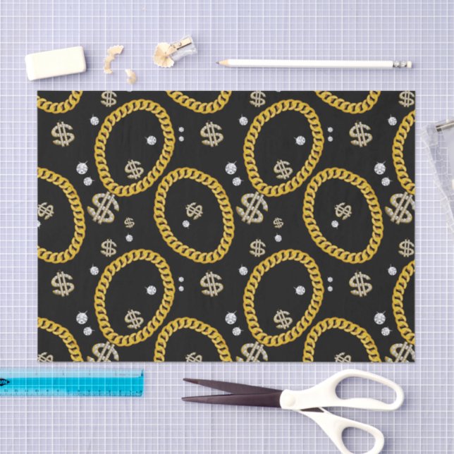 Papel De Seda  90's Hip Hop Rap Music Gold Cuban Link Chain (Arte )