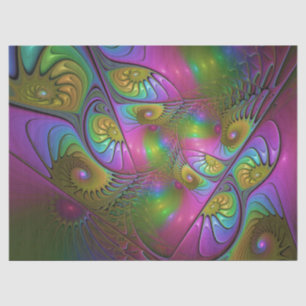 Papel De Seda A Abstrato de Arte Fractal Colorida Luminosa