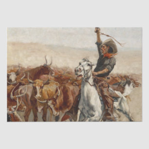 Papel De Seda A Arte Ocidental Roundup de Frederic Remington