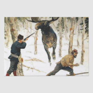 Papel De Seda A Caça ao Alce por Frederic Remington