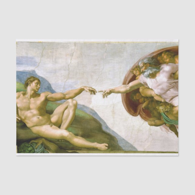 Papel De Seda A Criação de Adão por Michelangelo (Frente )