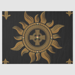 Papel De Seda A cruz celta ouro.