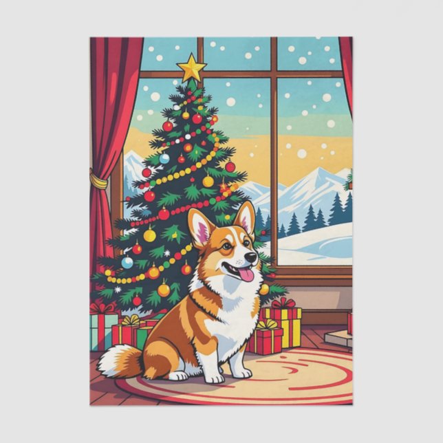 Papel De Seda A Cute Festive Corgi Christmas (Frente )