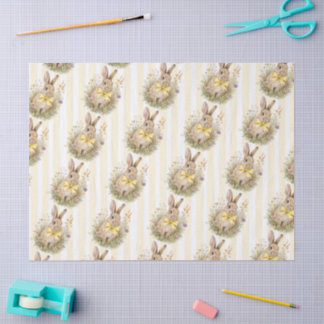 Papel De Seda A cute little Floral Bunny Yellow Bow Baby Shower 