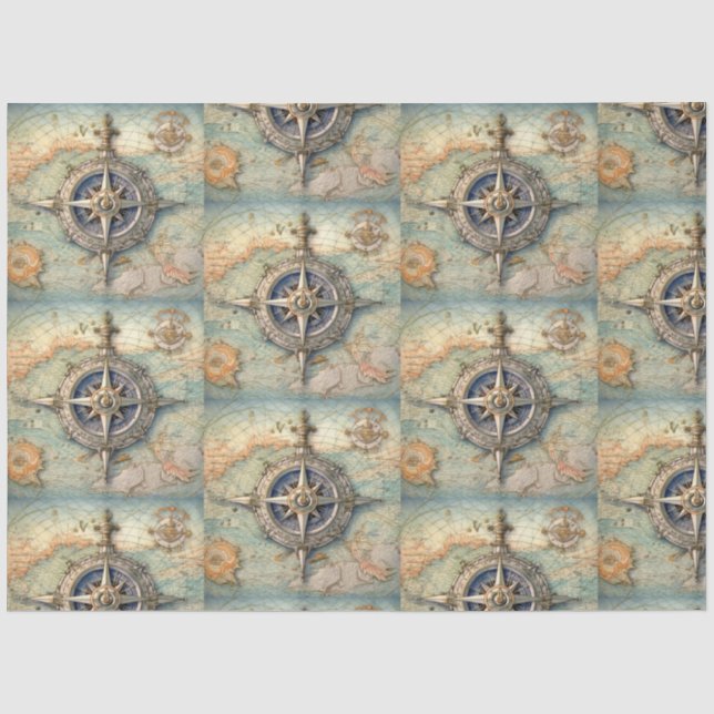Papel De Seda A Design 16 da Série de Compass Náutico (Frente )