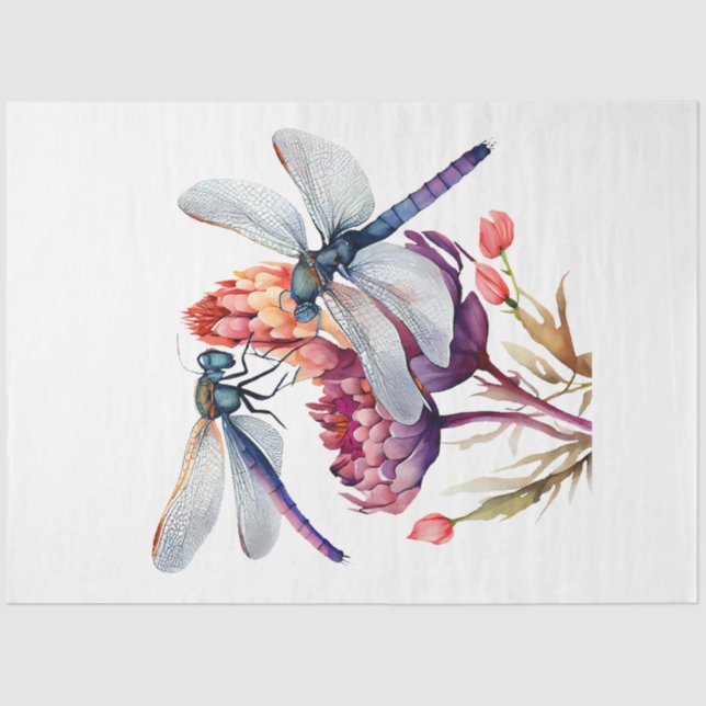 Papel De Seda A Dragonfly Watercolor Series Design 3 (Frente )