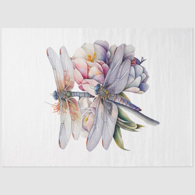 Papel De Seda A Dragonfly Watercolor Series Design 6 (Frente )