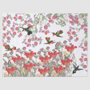 Papel De Seda A ervilha doce dos pássaros do colibri floresce o