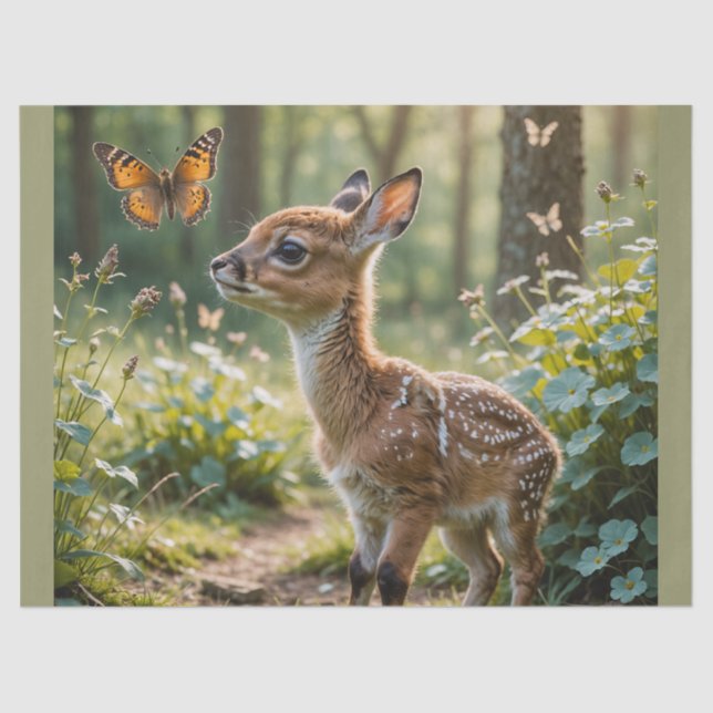 Papel De Seda A Fawn e a borboleta (Frente )