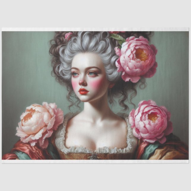 Papel De Seda A Femme Victorian Beauty Romance Fleur Decoupage (Frente )