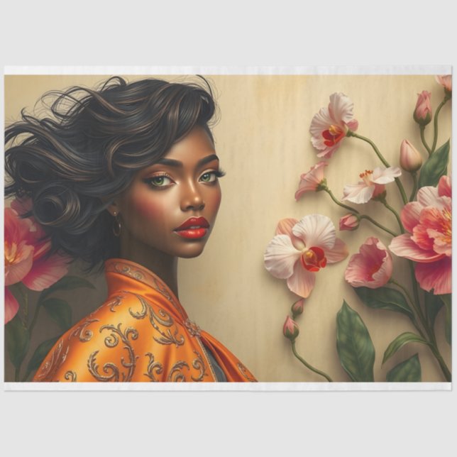 Papel De Seda A Femme Victorian Beauty Romance Rosa Decoupage (Frente )