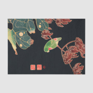 Papel De Seda A ilustração do Paroquet Colorful Bird Japonês