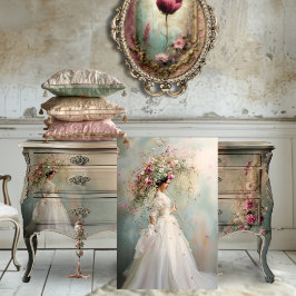 Papel De Seda A Lady & a Parasol, Retrato Floral Whimsical