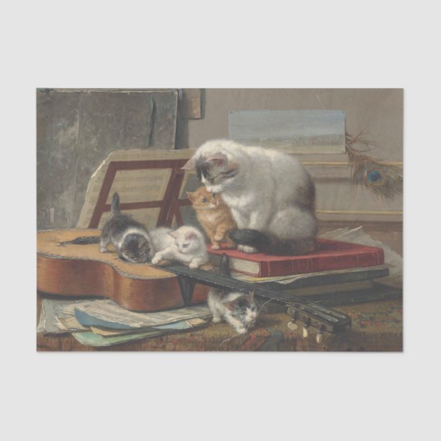 Papel De Seda A lição de música de Henriette Ronner-Knip (Frente )
