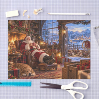 Papel De Seda A Manhã Após o Papai Noel e a Rena de Natal
