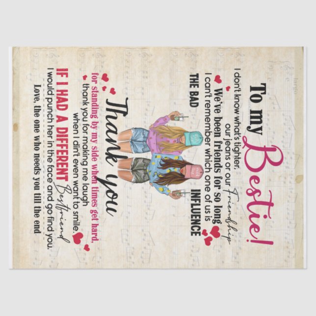 Papel De Seda À Minha Bestie. Somos Amigos há tanto tempo (Frente )