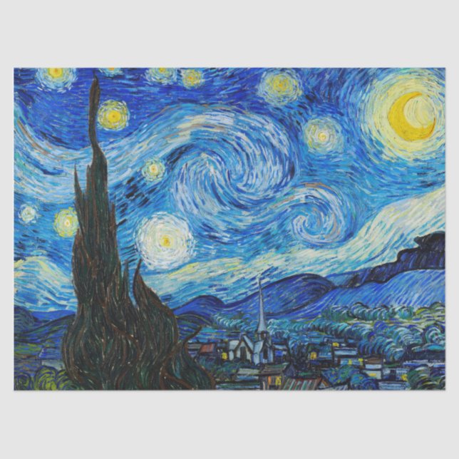 Papel De Seda A Noite Estrelada de Vincent Van Gogh (Frente )