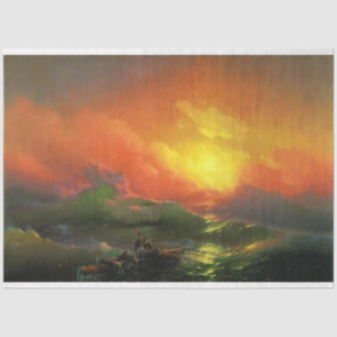 Papel De Seda A Nona Onda (Mar de Tempestade com Sunset Vermelho