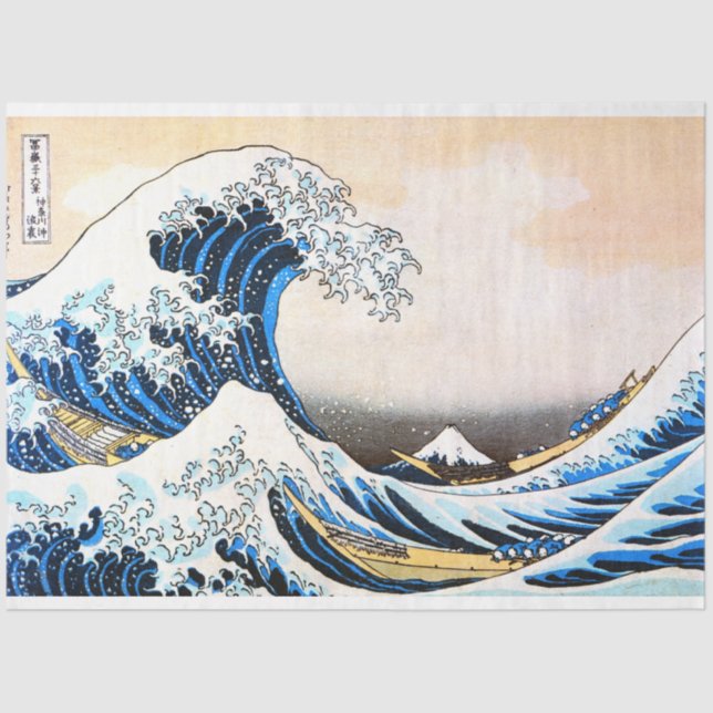 Papel De Seda A onda de Excelentes de Kanagawa, Hokusai (Frente )