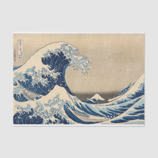 Papel De Seda A onda de Excelentes de Katsushika Hokusai (Frente )