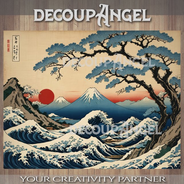 Papel De Seda A onda do Excelente de Kanagawa #2 - Decoupage- (Criador carregado)