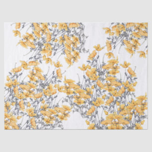 Papel De Seda A papoila botânica do vintage floresce o lenço d