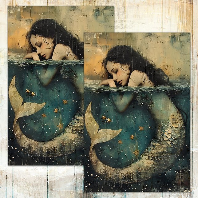PAPEL DE SEDA A PEQUENA DECOUPAÇÃO DE MERMAID (THE LITTLE MERMAID DECOUPAGE TISSUE PAPER)