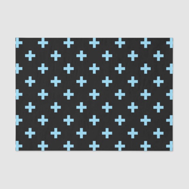 Papel De Seda A polca azul-bebê cruza a preto (Frente )