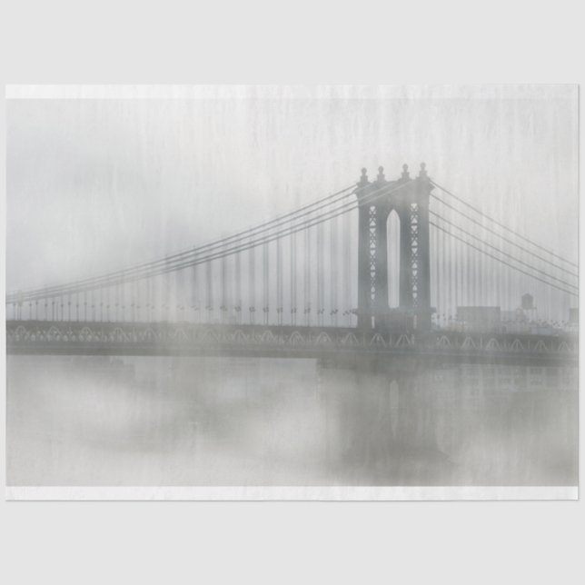 Papel De Seda A Ponte do Brooklyn na Desnupage do Fog (Frente )