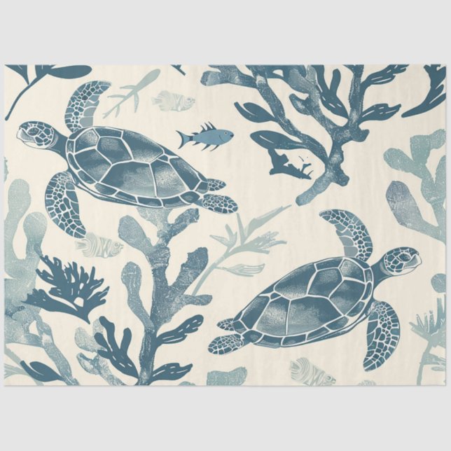 Papel De Seda A Sea Turtle Series Design 4 (Frente )