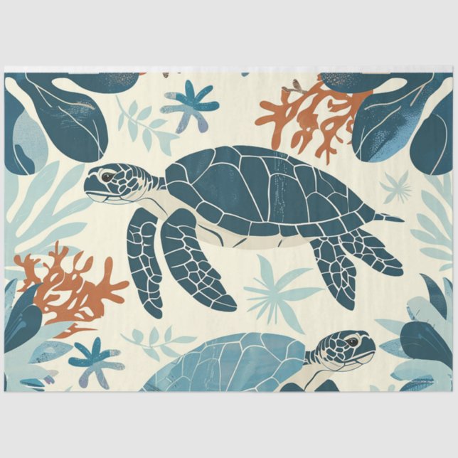 Papel De Seda A Sea Turtle Series Design 6 (Frente )