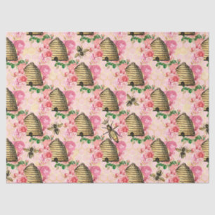 Papel De Seda A Série Abelha Rosa e Dourada Design 11