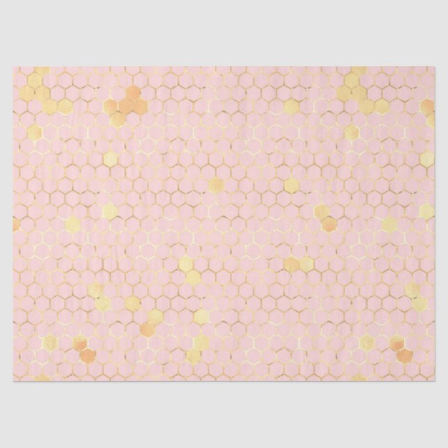 Papel De Seda A Série Abelha Rosa e Dourada Design 3 (Frente )
