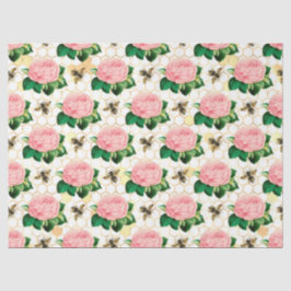 Papel De Seda A Série Abelha Rosa e Dourada Design 4